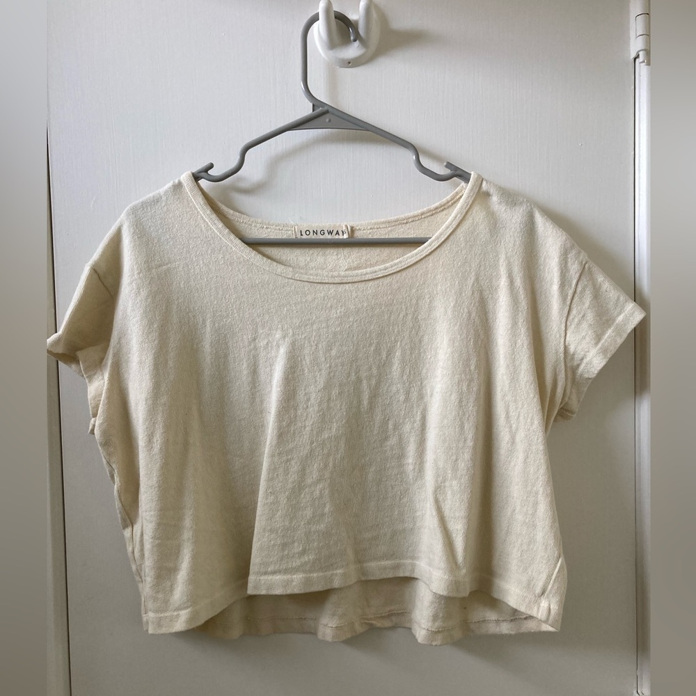 Longway cropped tank in cream